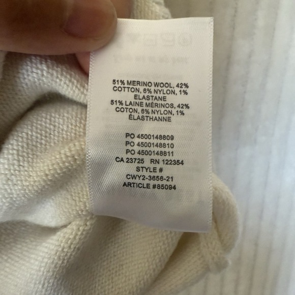 Aritzia Sunday Best Winston Sweater Vest White & Navy Sz Large Merino Wool Blend - Picture 6 of 10